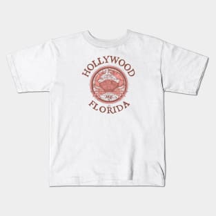 Hollywood, Florida, Stone Crab on Wind Rose Kids T-Shirt